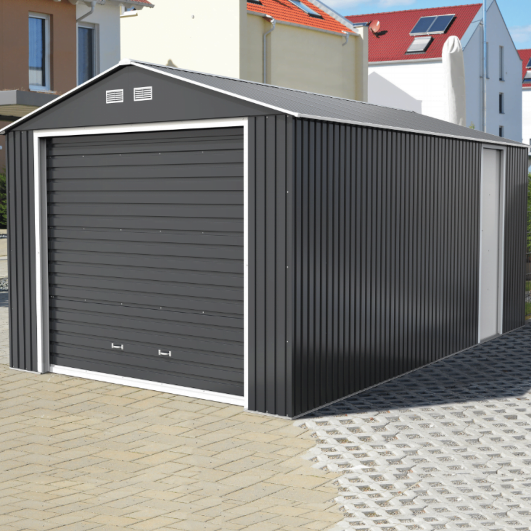 Olympian Fronted Apex Metal Garage - Garden Shed